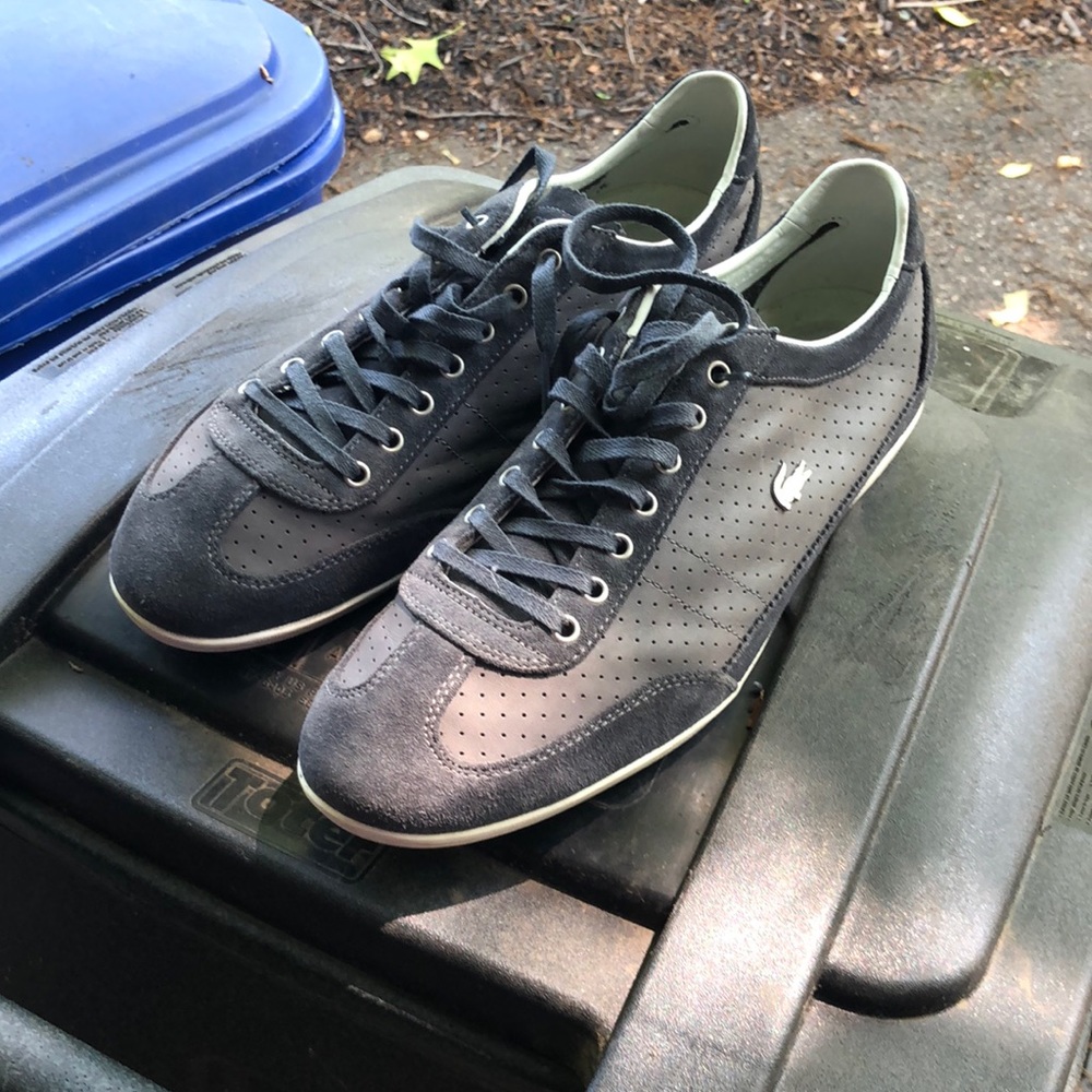 Worn couple times, grey Lacoste sneakers size 10